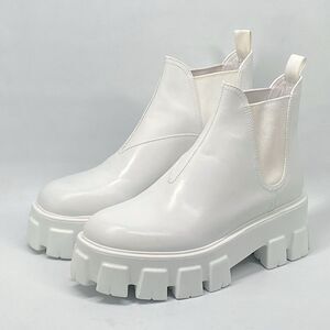 Prada Monolith Leather Lug-Sole Chelsea Boots size 39